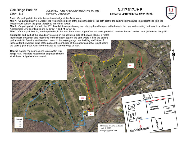 5K Course Map Oak Ridge Park Clark NJ (002) Moving Day